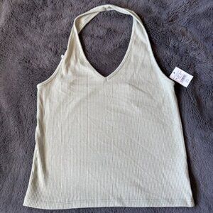 American Eagle Outfitters AE Pale Green Ribbed Halter Top Ladies Size M NWT
